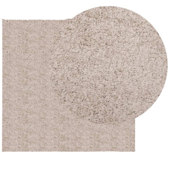 Tapete shaggy de pelo alto PAMPLONA 120x120 cm bege - Image 2