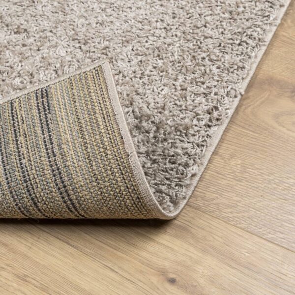 Tapete shaggy de pelo alto PAMPLONA 120x120 cm bege - Image 4