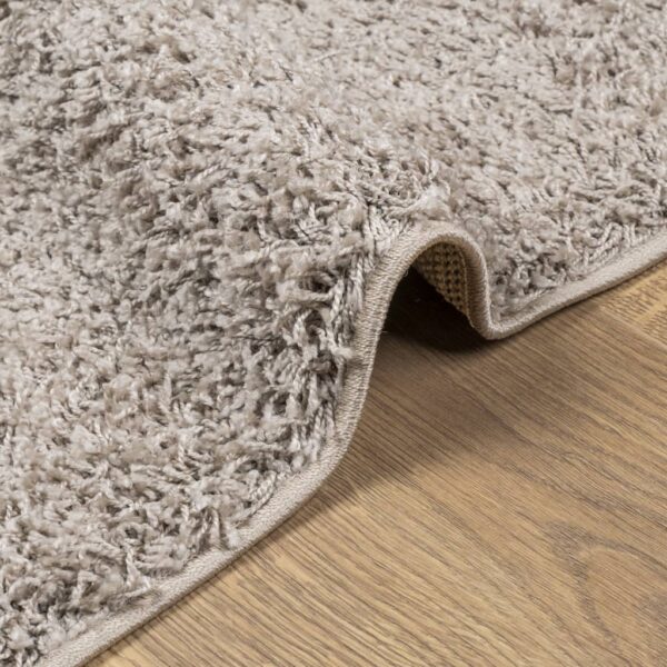 Tapete shaggy de pelo alto PAMPLONA 120x120 cm bege - Image 5
