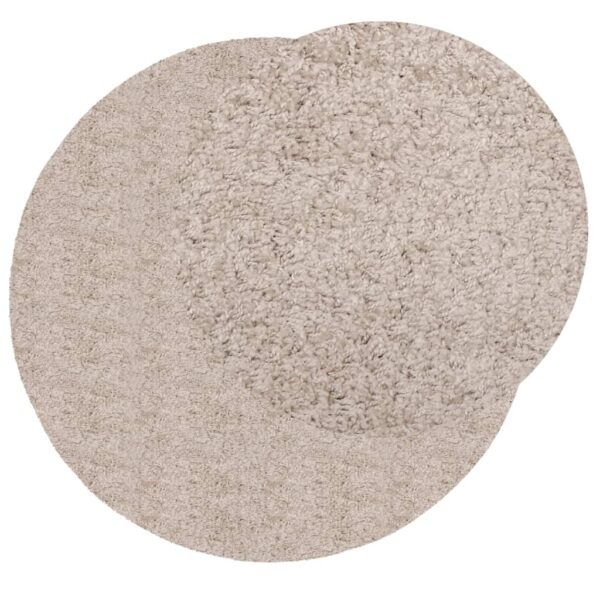 Tapete shaggy de pelo alto PAMPLONA Ø 100 cm bege - Image 2