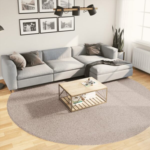 Tapete shaggy de pelo alto PAMPLONA Ø 280 cm bege