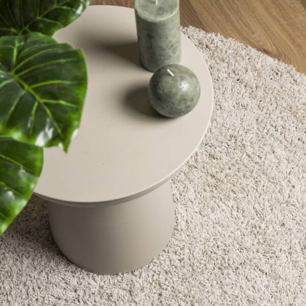Tapete shaggy de pelo alto PAMPLONA Ø 100 cm creme - Image 6