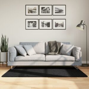 Tapete shaggy de pelo alto PAMPLONA 80x150 cm preto