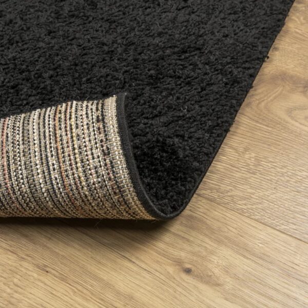 Tapete shaggy de pelo alto PAMPLONA 100x200 cm preto - Image 4