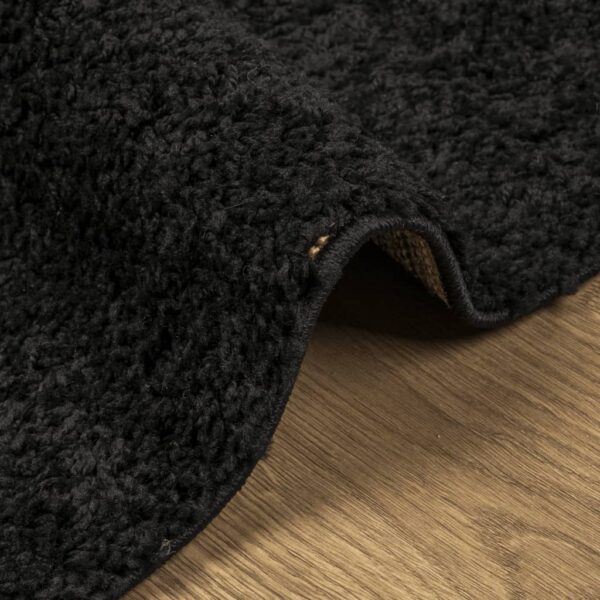 Tapete shaggy de pelo alto PAMPLONA 100x200 cm preto - Image 5