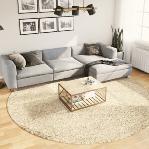 Tapete shaggy de pelo alto PAMPLONA Ø 280 cm dourado
