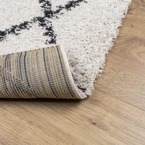 Tapete shaggy de pelo alto PAMPLONA 60x110 cm creme e preto - Image 4