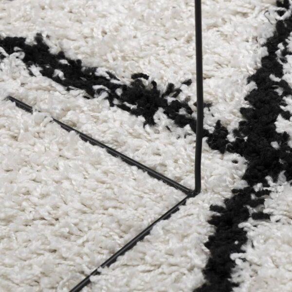 Tapete shaggy de pelo alto PAMPLONA 60x110 cm creme e preto - Image 7
