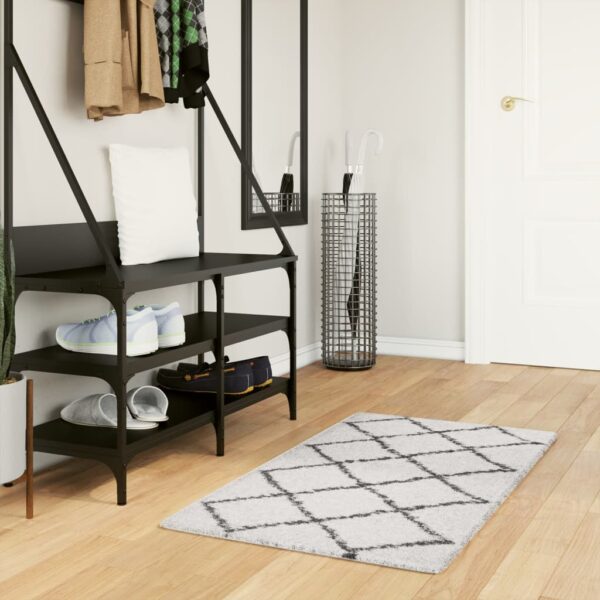 Tapete shaggy de pelo alto PAMPLONA 60x110 cm creme e preto