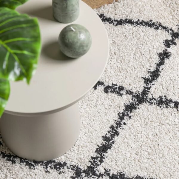 Tapete shaggy de pelo alto PAMPLONA 80x150 cm creme e preto - Image 6