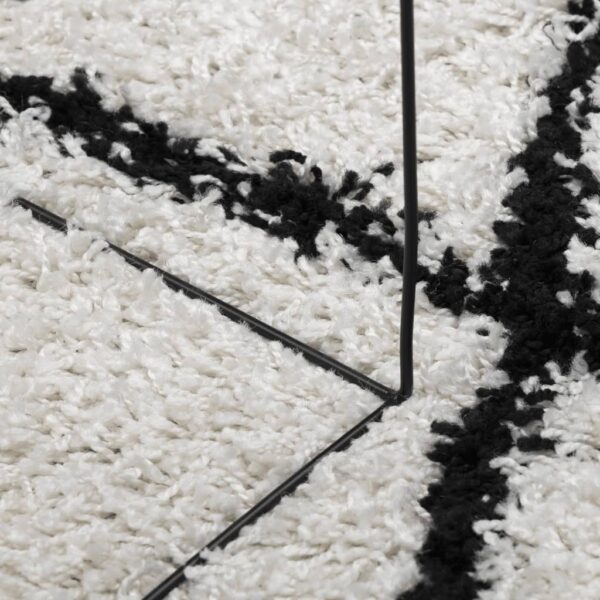 Tapete shaggy de pelo alto PAMPLONA 80x250 cm creme e preto - Image 7