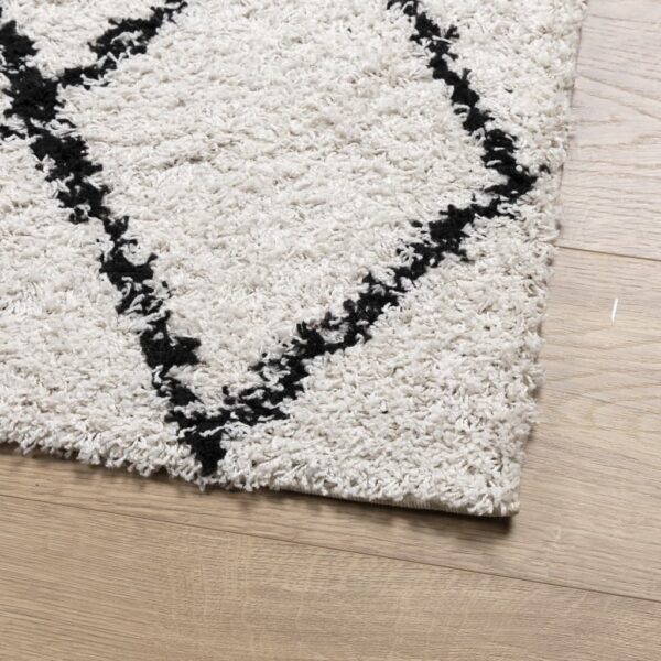 Tapete shaggy de pelo alto PAMPLONA 100x200 cm creme e preto - Image 3