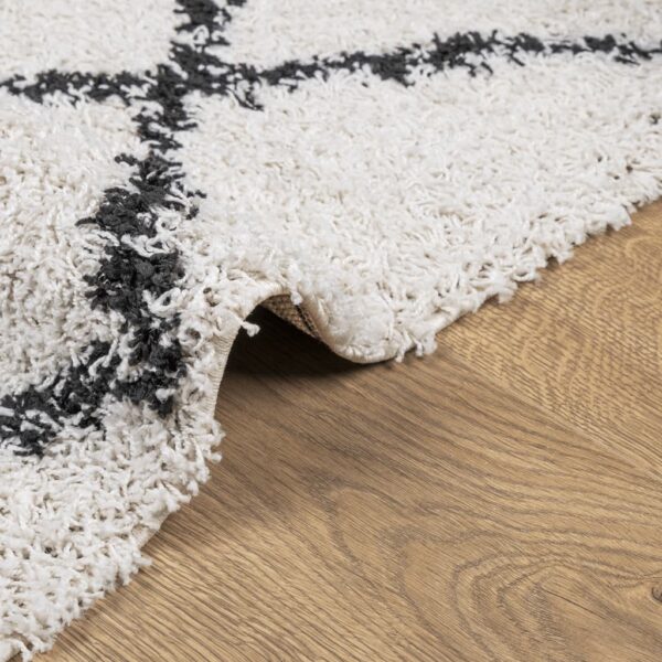 Tapete shaggy de pelo alto PAMPLONA 100x200 cm creme e preto - Image 5