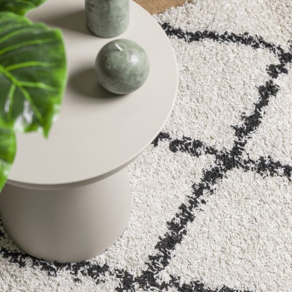 Tapete shaggy de pelo alto PAMPLONA 100x200 cm creme e preto - Image 6