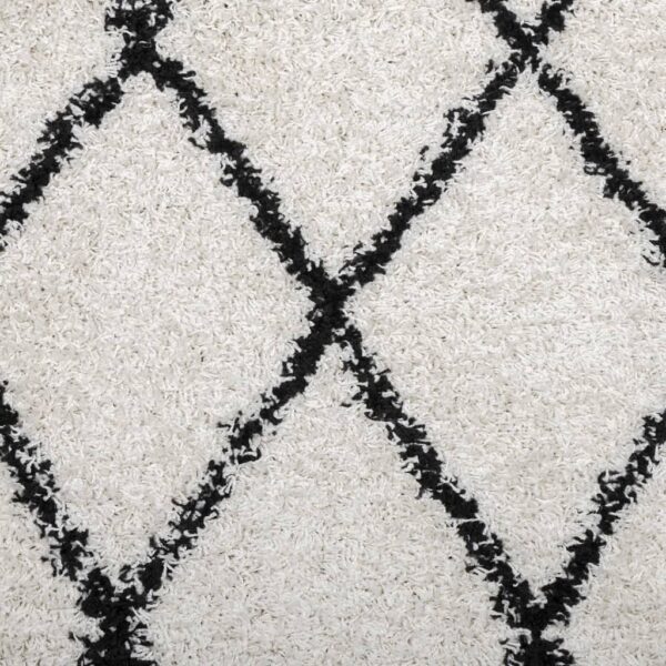 Tapete shaggy de pelo alto PAMPLONA 100x200 cm creme e preto - Image 8