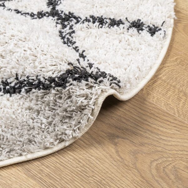 Tapete shaggy de pelo alto PAMPLONA Ø 240 cm creme e preto - Image 5
