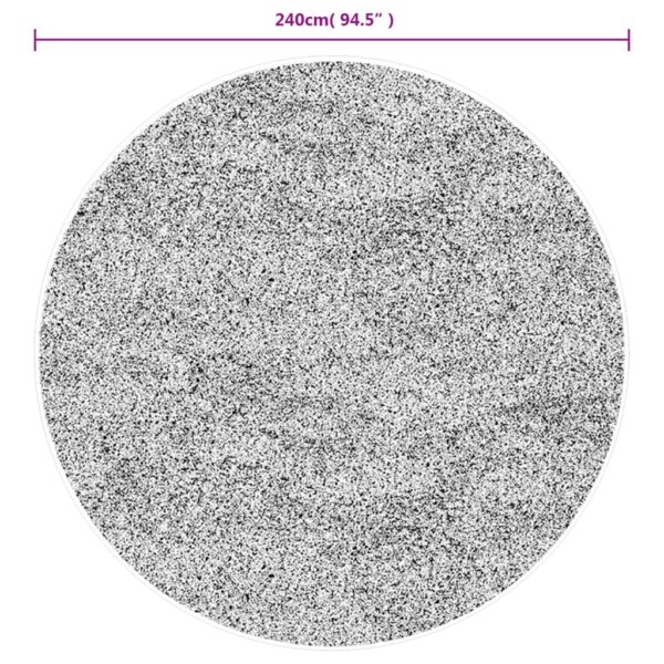 Tapete shaggy de pelo alto PAMPLONA Ø 240 cm creme e preto - Image 9