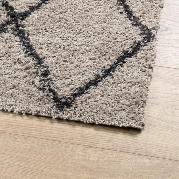 Tapete shaggy de pelo alto PAMPLONA 140x200 cm bege e antracite - Image 3