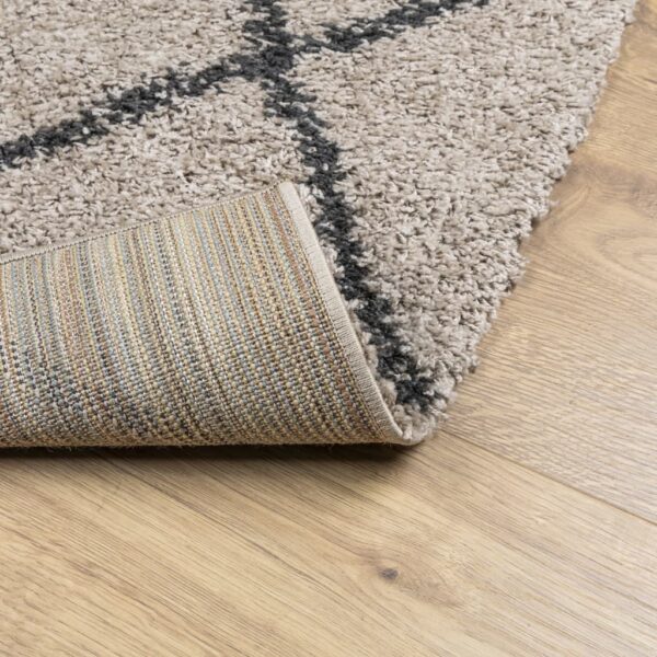 Tapete shaggy de pelo alto PAMPLONA 140x200 cm bege e antracite - Image 4