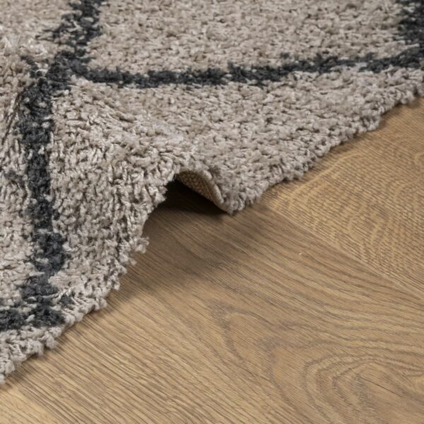 Tapete shaggy de pelo alto PAMPLONA 140x200 cm bege e antracite - Image 5