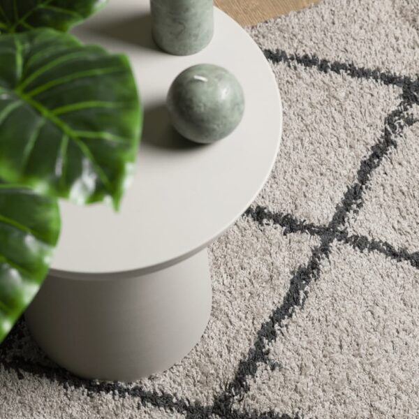 Tapete shaggy de pelo alto PAMPLONA 140x200 cm bege e antracite - Image 6