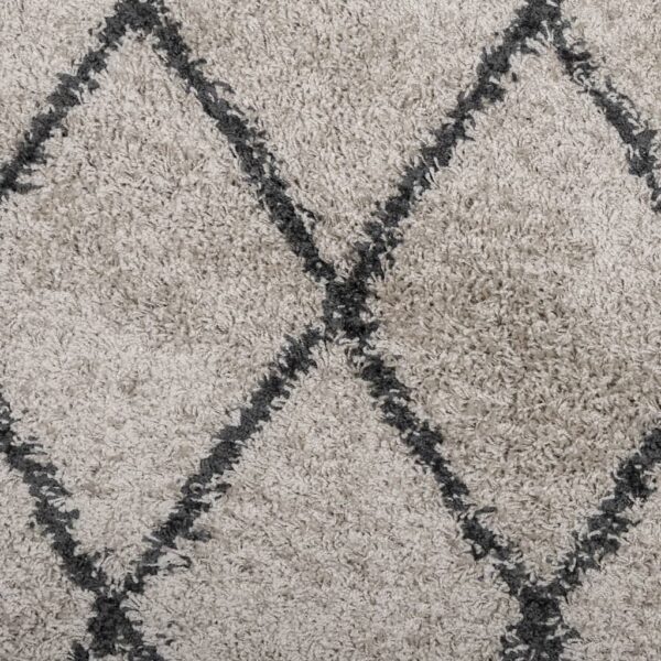 Tapete shaggy de pelo alto PAMPLONA 140x200 cm bege e antracite - Image 8