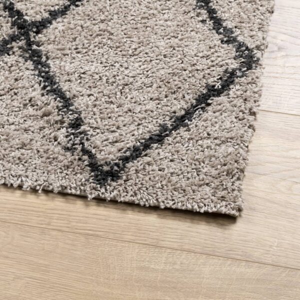 Tapete shaggy de pelo alto PAMPLONA 160x160 cm bege e antracite - Image 3