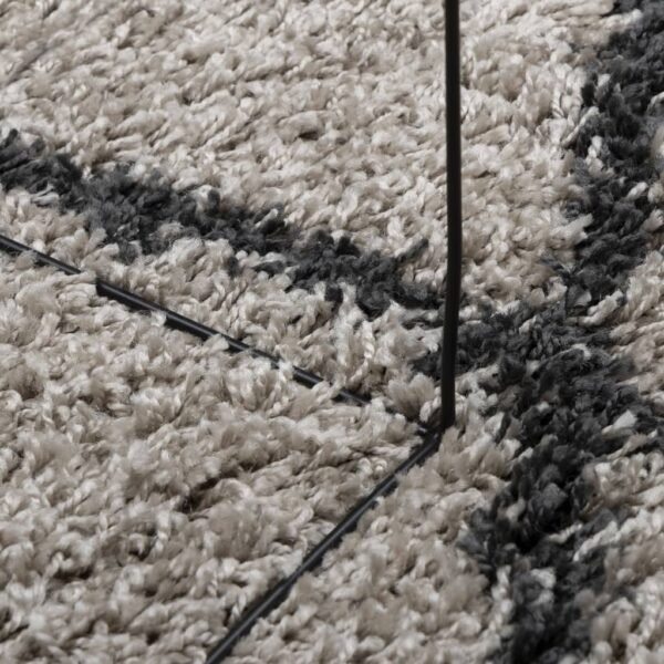 Tapete shaggy de pelo alto PAMPLONA 160x160 cm bege e antracite - Image 7