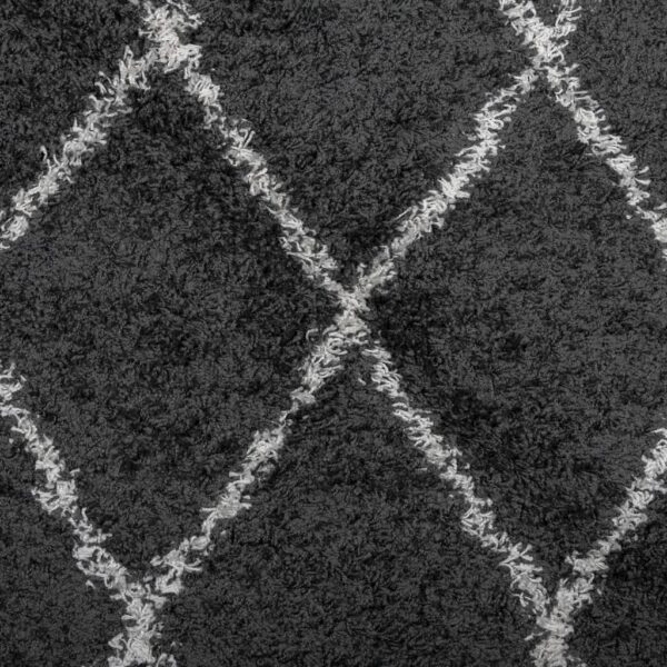 Tapete shaggy de pelo alto PAMPLONA 80x200 cm preto e creme - Image 8