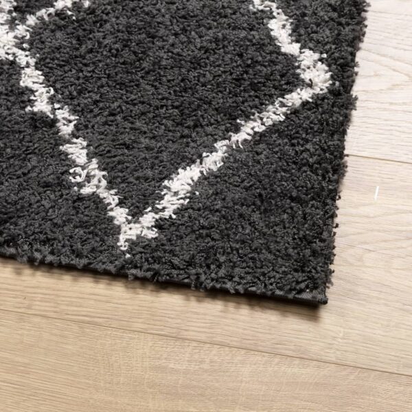 Tapete shaggy de pelo alto PAMPLONA 120x170 cm preto e creme - Image 3