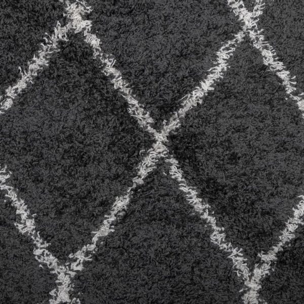 Tapete shaggy de pelo alto PAMPLONA 120x170 cm preto e creme - Image 8