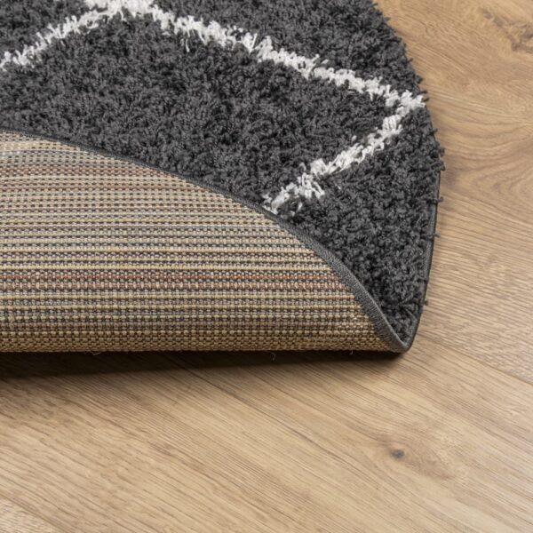 Tapete shaggy de pelo alto PAMPLONA Ø 280 cm preto e creme - Image 4