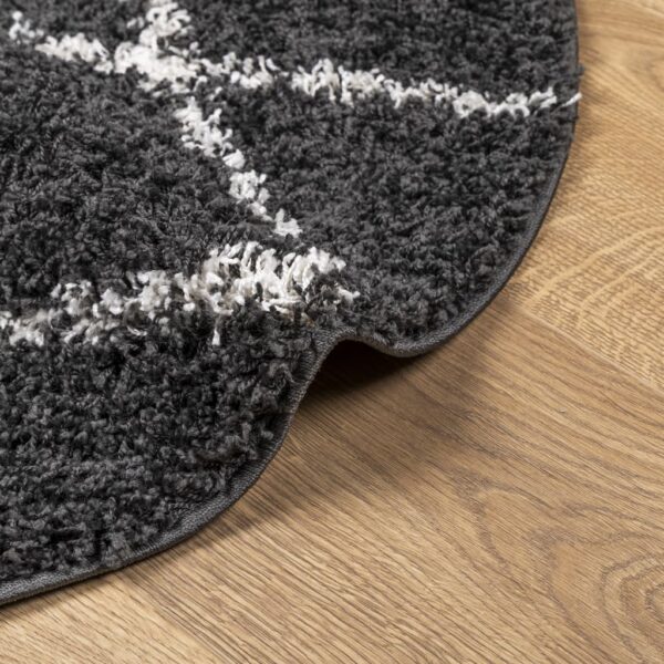 Tapete shaggy de pelo alto PAMPLONA Ø 280 cm preto e creme - Image 5