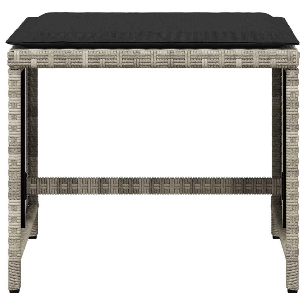 Bancos jardim c/ almofadões 4pcs 41x41x36cm vime PE cinza-claro - Image 4