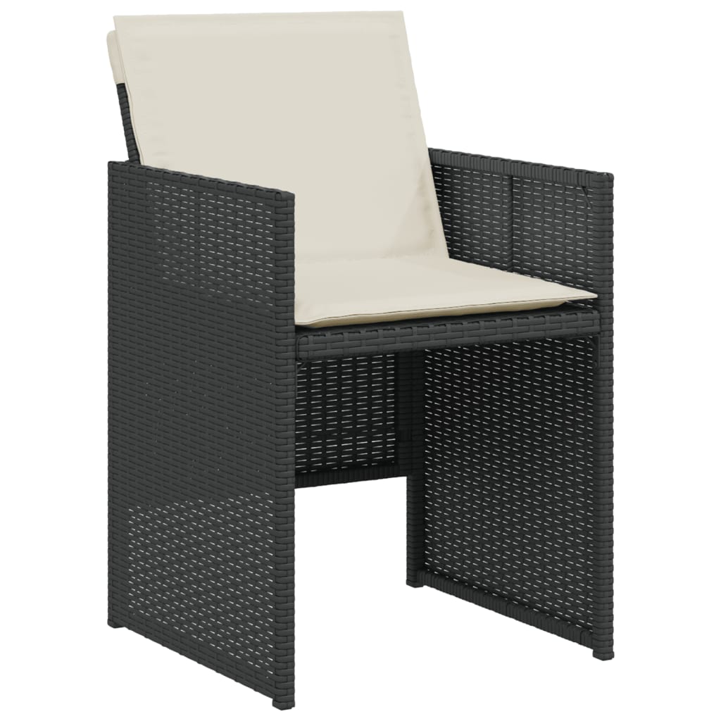 3 pcs conjunto de bistrô com almofadões vime PE preto - Image 3
