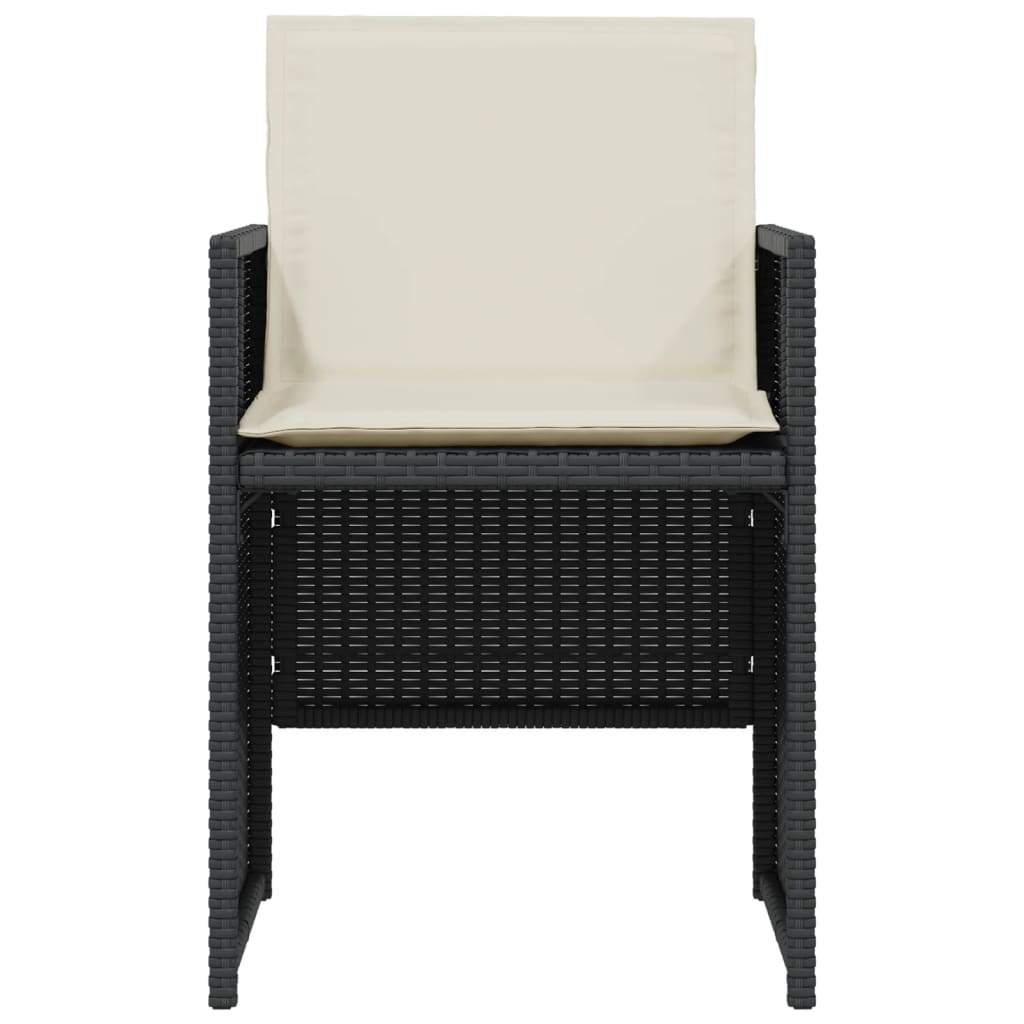 3 pcs conjunto de bistrô com almofadões vime PE preto - Image 4