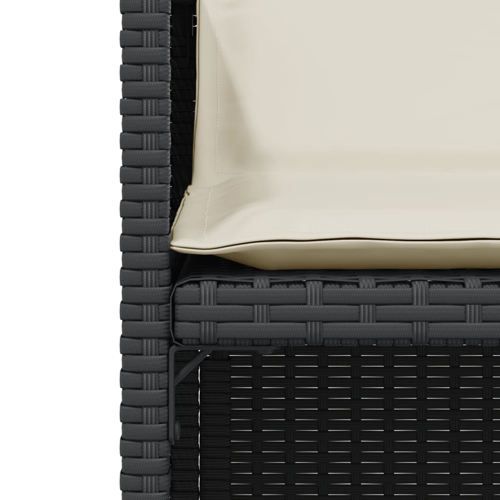 3 pcs conjunto de bistrô com almofadões vime PE preto - Image 5