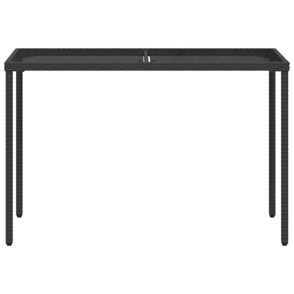 Mesa de jardim com tampo de vidro 115x54x74 cm vime PE preto - Image 3