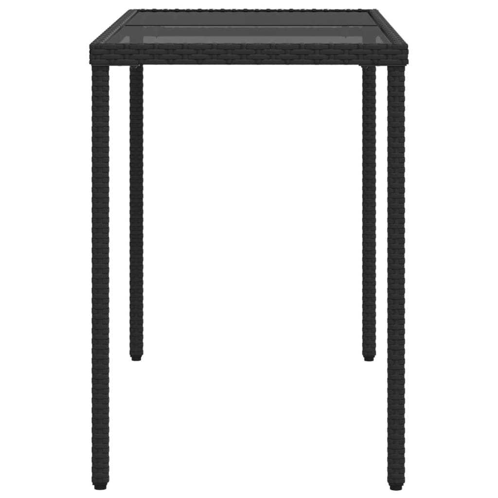 Mesa de jardim com tampo de vidro 115x54x74 cm vime PE preto - Image 4
