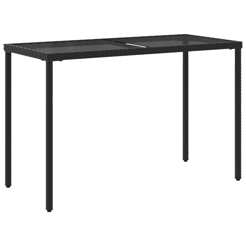 Mesa de jardim com tampo de vidro 115x54x74 cm vime PE preto - Image 5