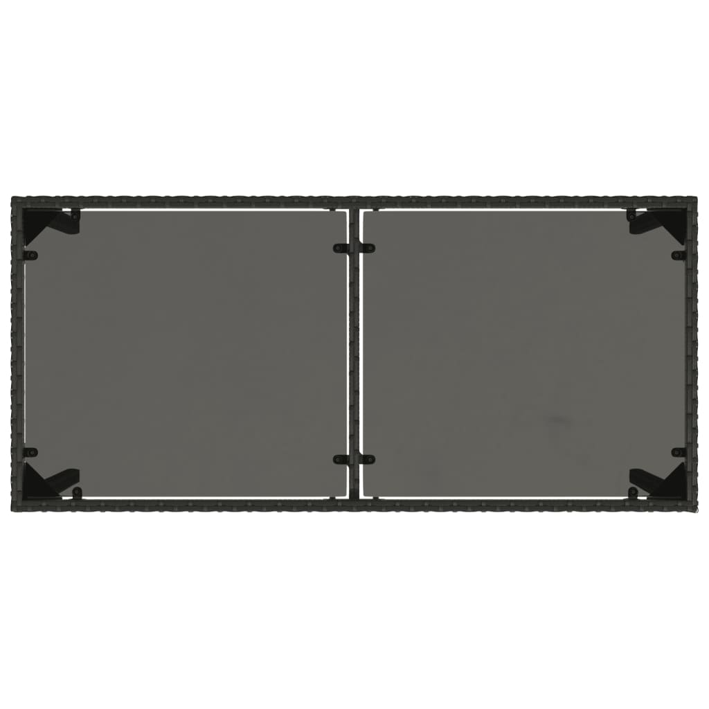 Mesa de jardim com tampo de vidro 115x54x74 cm vime PE preto - Image 6