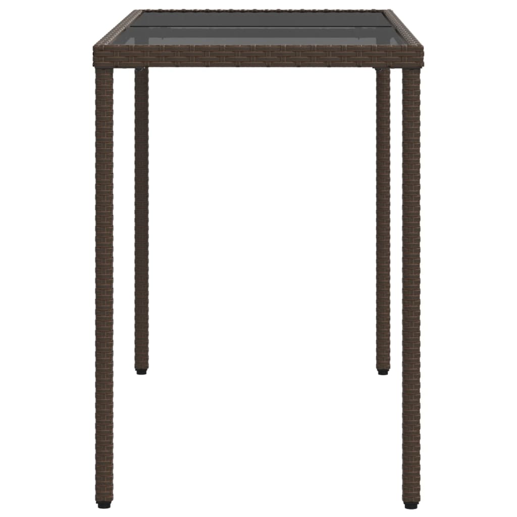 Mesa de jardim com tampo de vidro 115x54x74 cm vime PE castanho - Image 4
