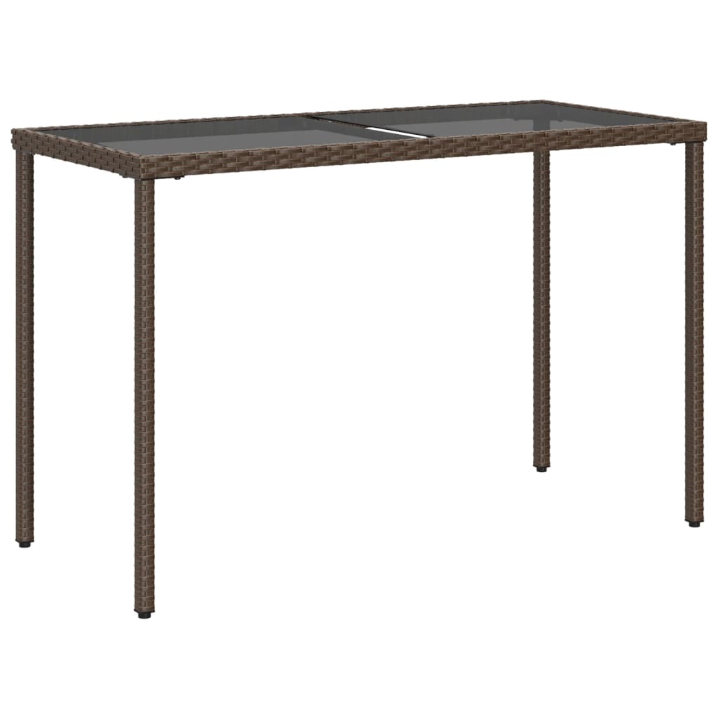 Mesa de jardim com tampo de vidro 115x54x74 cm vime PE castanho - Image 5