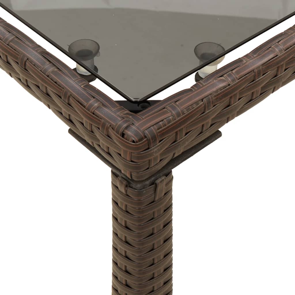Mesa de jardim com tampo de vidro 115x54x74 cm vime PE castanho - Image 7