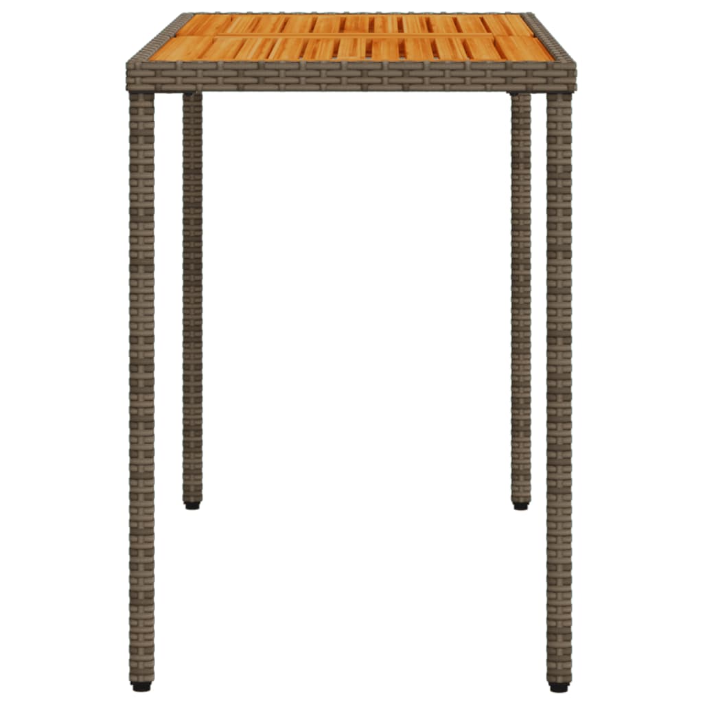 Mesa de jardim com tampo em acácia 115x54x74 cm vime PE cinza - Image 4