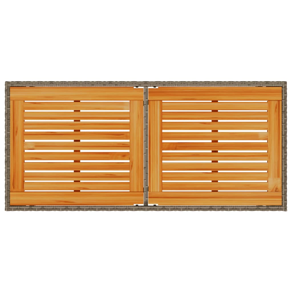 Mesa de jardim com tampo em acácia 115x54x74 cm vime PE cinza - Image 6