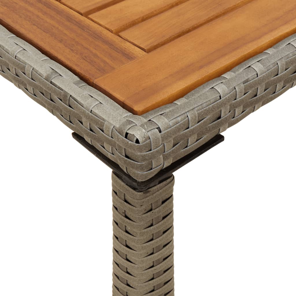 Mesa de jardim com tampo em acácia 115x54x74 cm vime PE cinza - Image 7