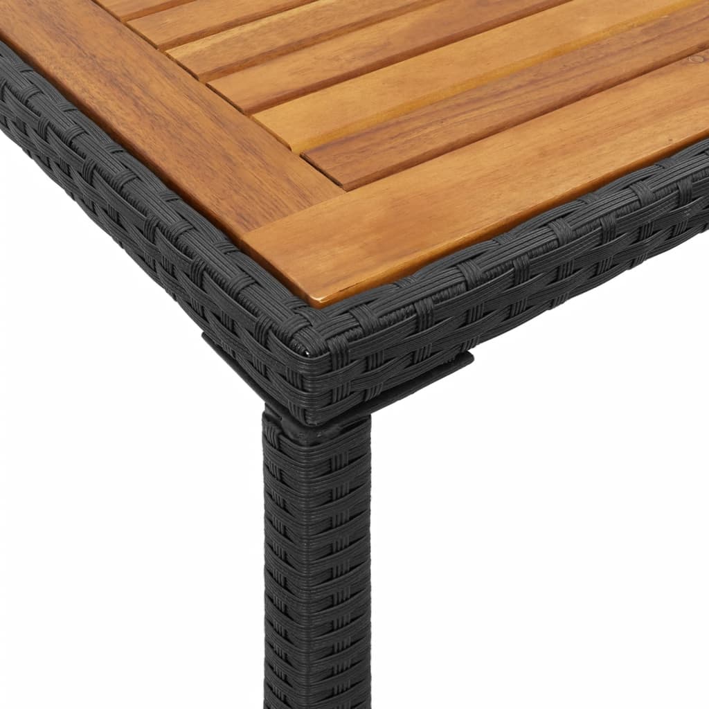Mesa de jardim com tampo em acácia 115x54x74 cm vime PE preto - Image 7