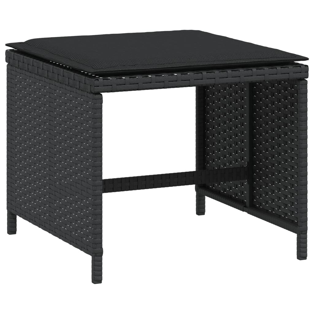 5 pcs conjunto de jantar p/ jardim c/ almofadões vime PE preto - Image 11