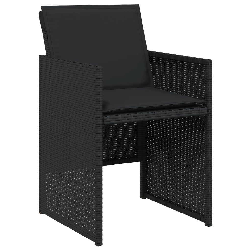5 pcs conjunto de jantar p/ jardim c/ almofadões vime PE preto - Image 3